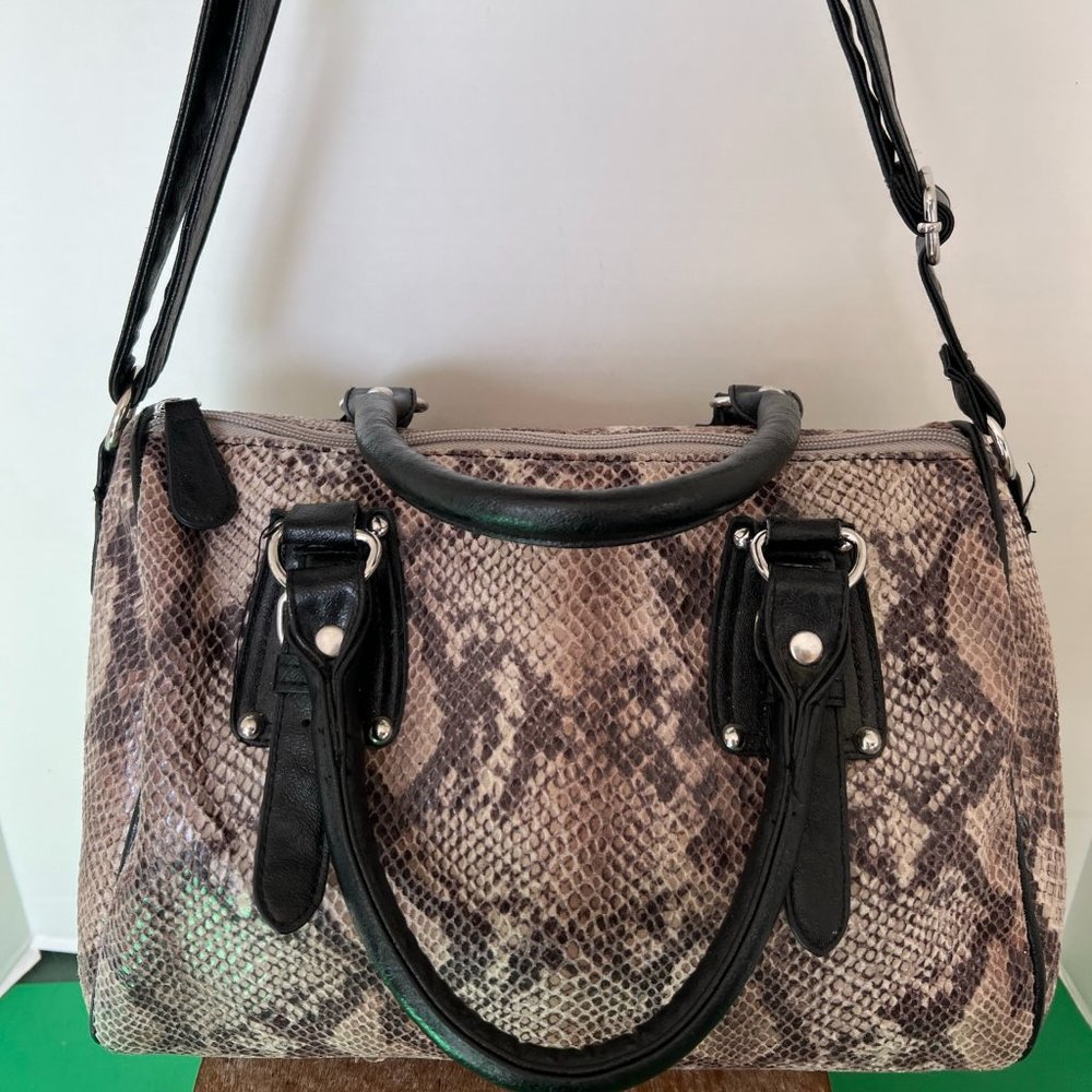 Massimo Brown & Tan Reptile Pattern Clutch And Cross Body Bag